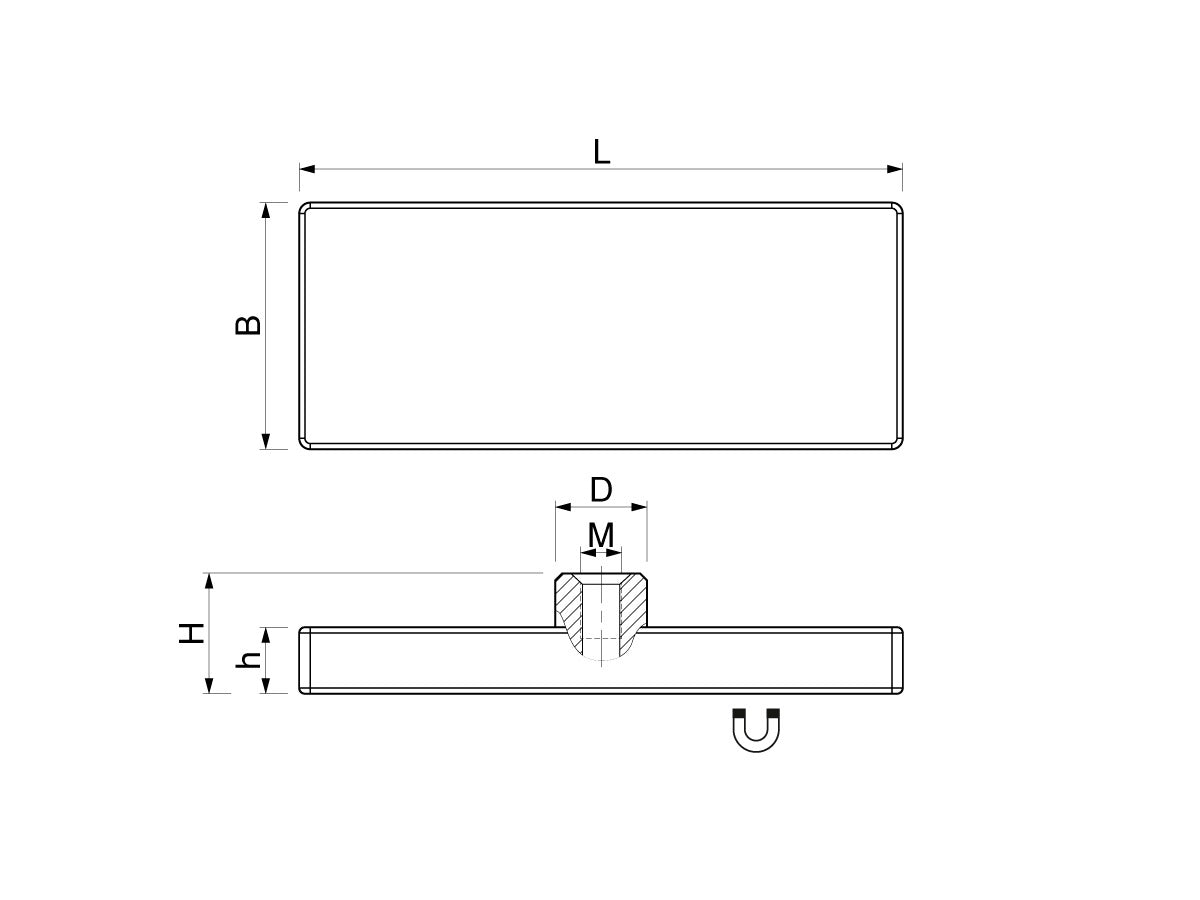 magnet-rechteckig-Gewindebuchse-technische-Zeichnung