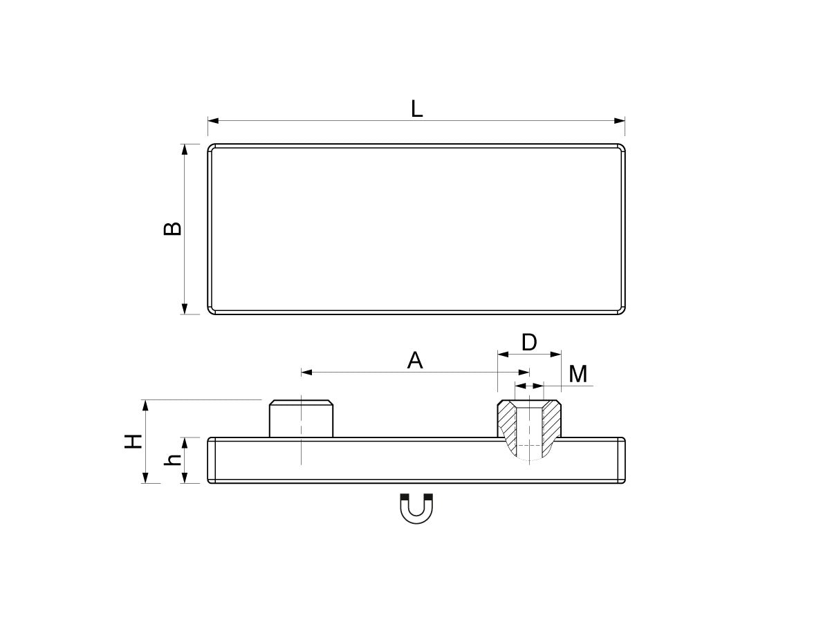 Magnet-rechteckig-Gewindebuchse-technische-Zeichnung