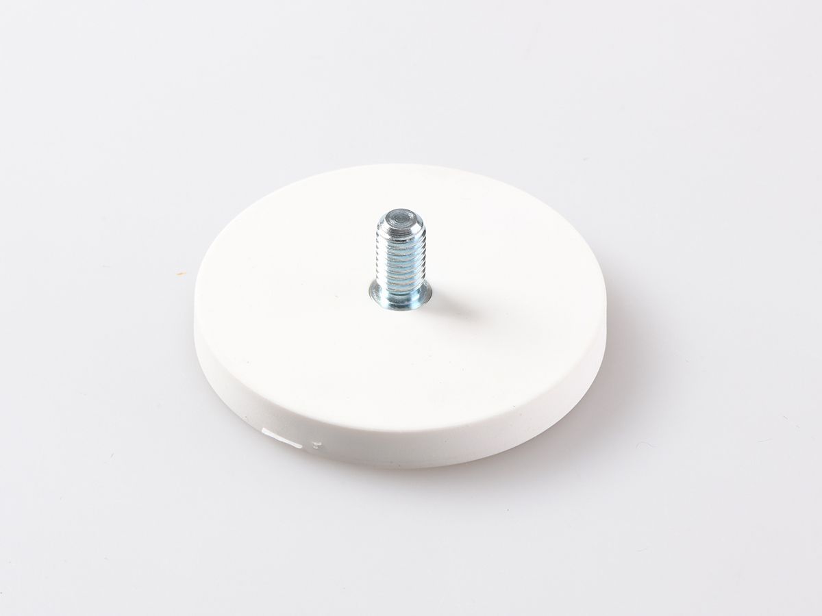 magnet-mit-gummimantel-und-aussengewinde-Ø 66 x 23,5 mm-M8- weiß