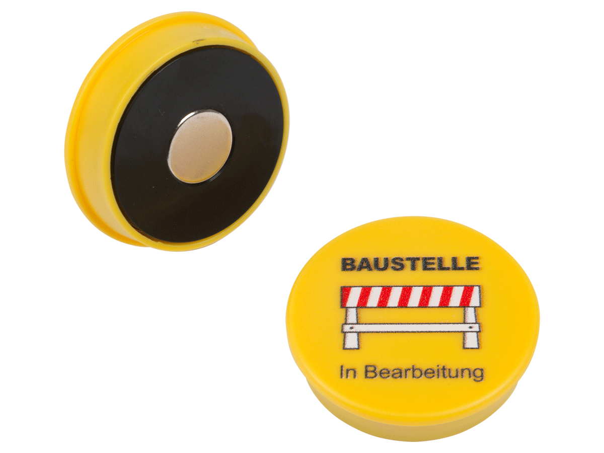 Magnetsymbol-"Baustelle"-gelb-Ø 36 mm-NdFeB